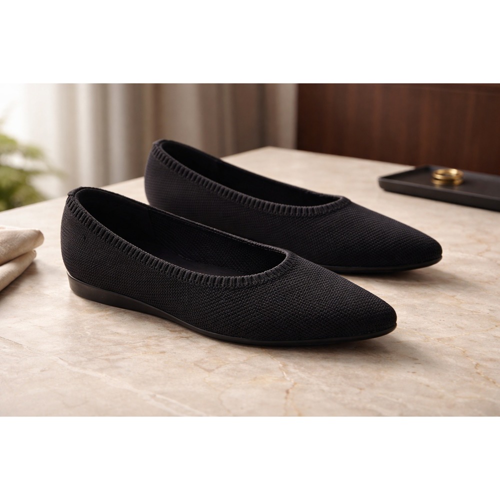VIVAIA Aria Pointed Toe Knit Flats Black Women's Size 36 EU - Picture 3 of 10